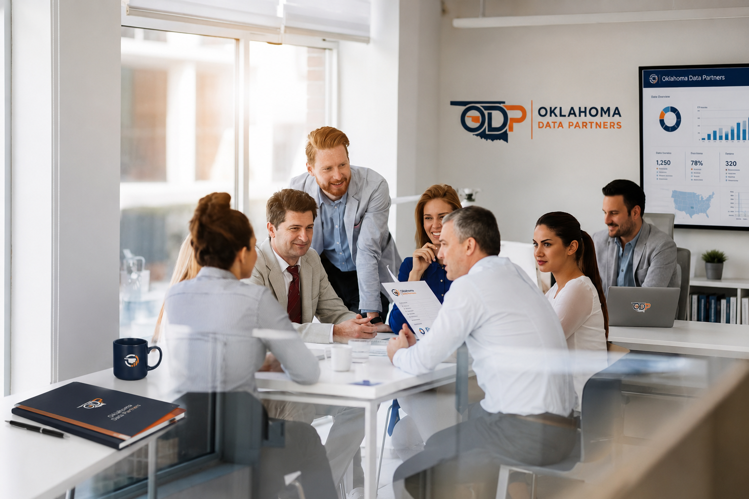 Oklahoma Data Partners team meeting with employer client about data hiring needs
